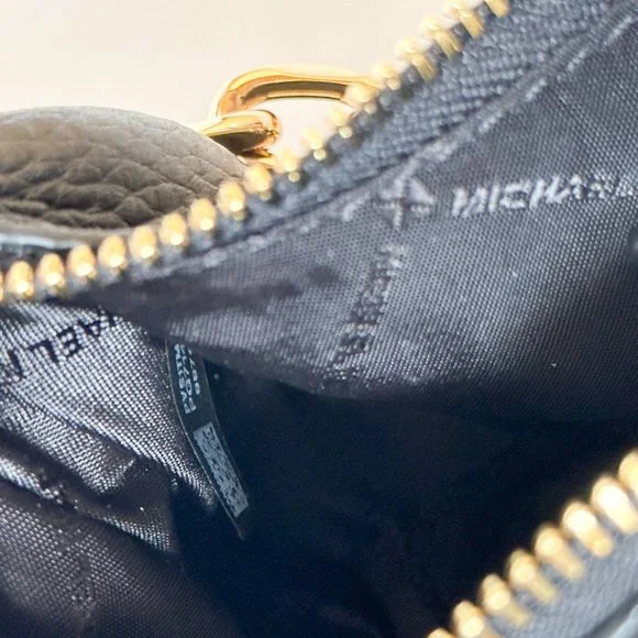 Michael Kors CORA MINI Zip Pouchette Shoulder Crossbody Leather Bag Black - Picture 13 of 14